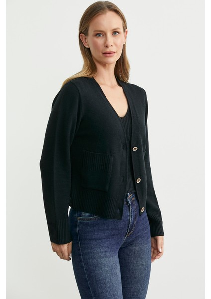 Triko Hırka Crop Ikili Takım - Siyah modelleri