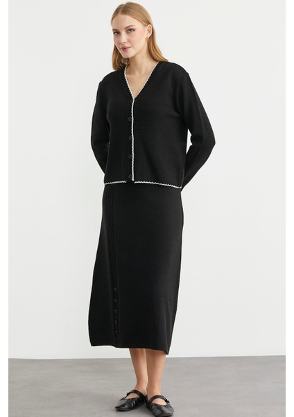 Kloş Etek Hırka Triko Takım - Siyah fiyatları