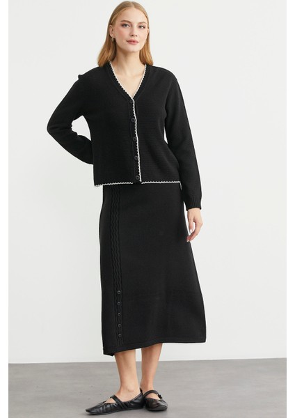 Kloş Etek Hırka Triko Takım - Siyah fırsatları