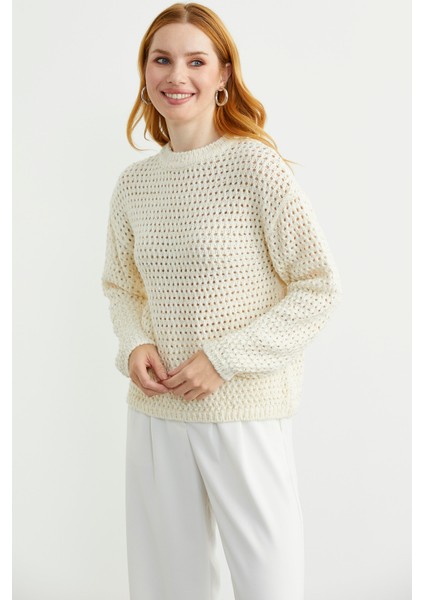 Payetli File Motif Triko Kazak - Kemik modelleri