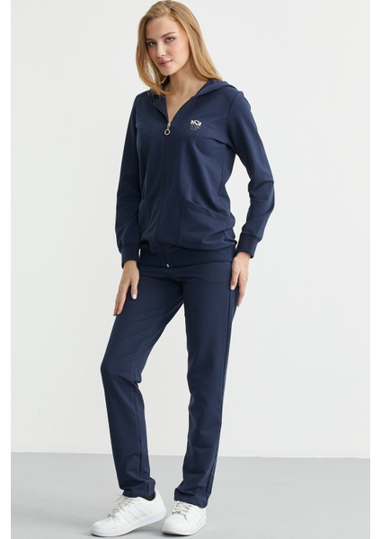 Oversize Kapüşonlu Fermuarlı Eşofman Takım - Lacivert fiyatları