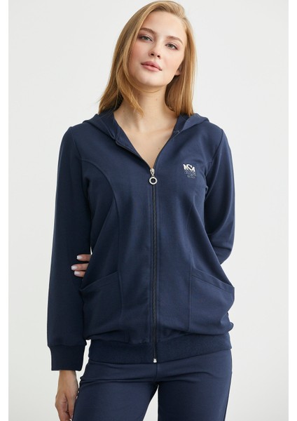 Oversize Kapüşonlu Fermuarlı Eşofman Takım - Lacivert modelleri