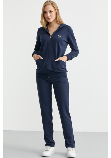 Oversize Kapüşonlu Fermuarlı Eşofman Takım - Lacivert fırsatları