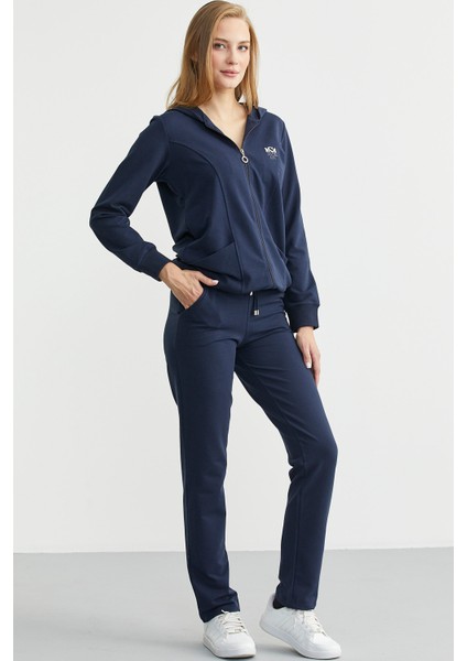 Oversize Kapüşonlu Fermuarlı Eşofman Takım - Lacivert indirimleri