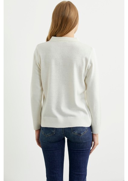 Bebe Yaka Yünlü Triko Kazak - Kemik indirimleri