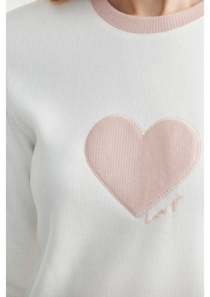 Kışlık Yumuşak Dokulu Fitilli Pijama Takım - Pembe indirimleri