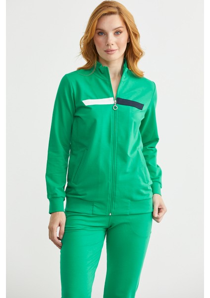 Dik Yaka Fermuarlı Eşofman Takım - Yeşil modelleri