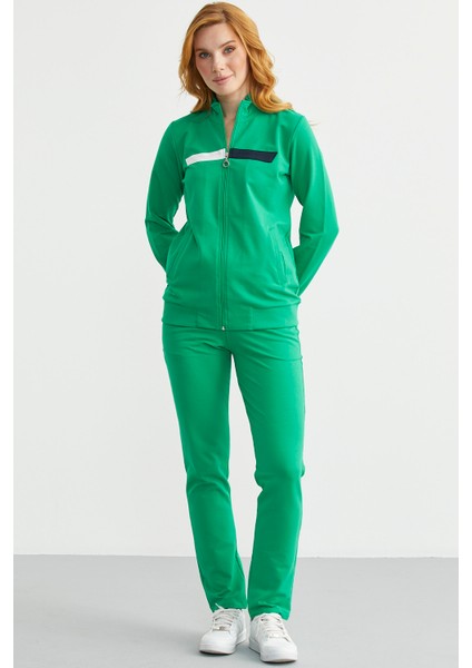 Dik Yaka Fermuarlı Eşofman Takım - Yeşil fırsatları