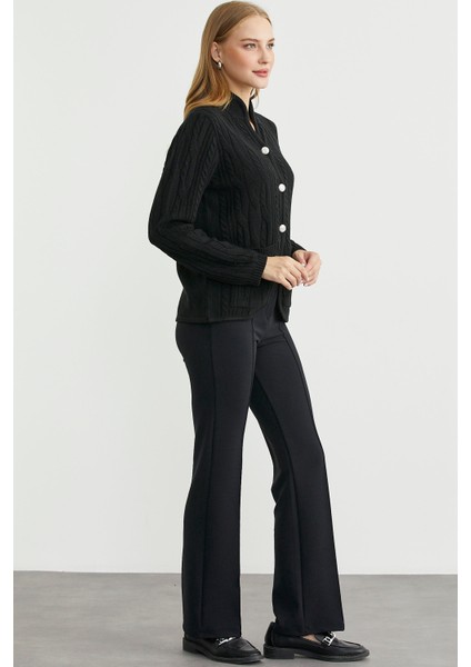 Hakim Yaka Cepli Yün Triko Ceket - Siyah indirimleri