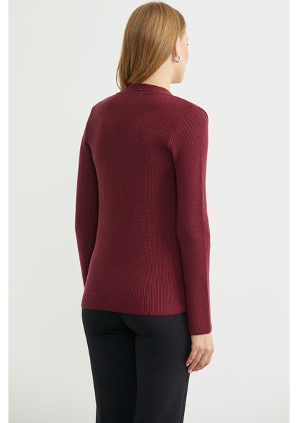 Maskülen Kruvaze Triko Ceket - Bordo indirimleri