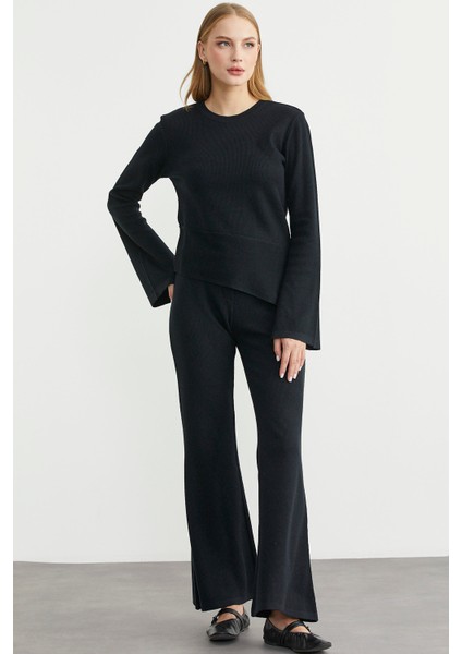 Ikili Pantolon Kazak Triko Takım - Siyah modelleri