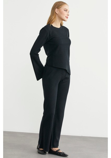 Ikili Pantolon Kazak Triko Takım - Siyah indirimleri