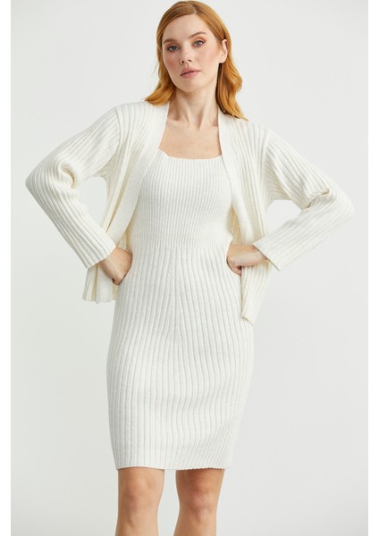 Ikili Elbise Hırka Triko Takım - Kemik modelleri