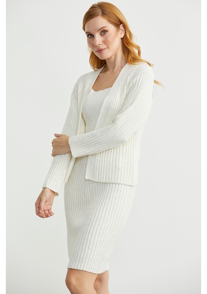 Ikili Elbise Hırka Triko Takım - Kemik fırsatları