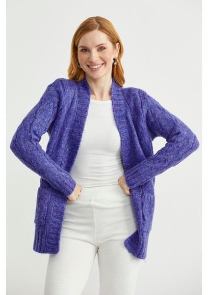 Saç Örgü Motifli Cepli Triko Hırka - Saks fiyatları