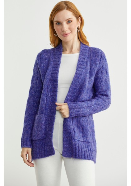 Saç Örgü Motifli Cepli Triko Hırka - Saks fırsatları