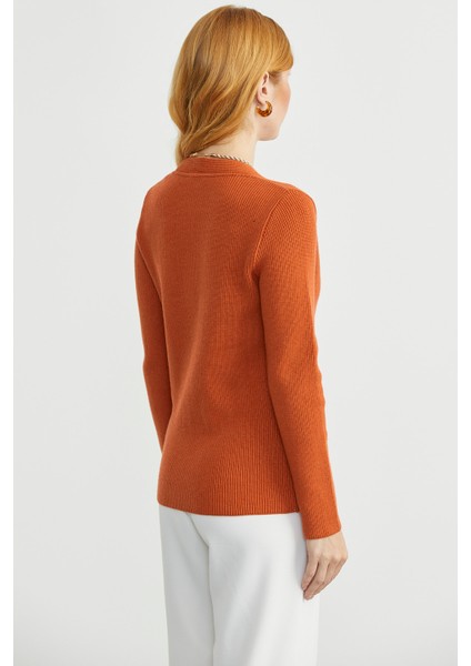 Maskülen Kruvaze Triko Ceket - Oranj indirimleri