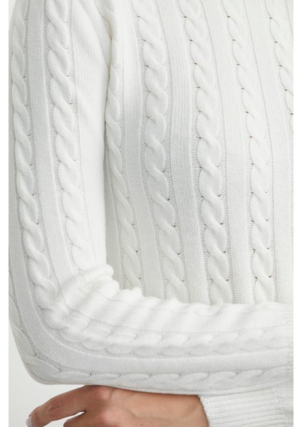 Dilimli Saç Örgülü Triko Kazak - Kemik fırsatları