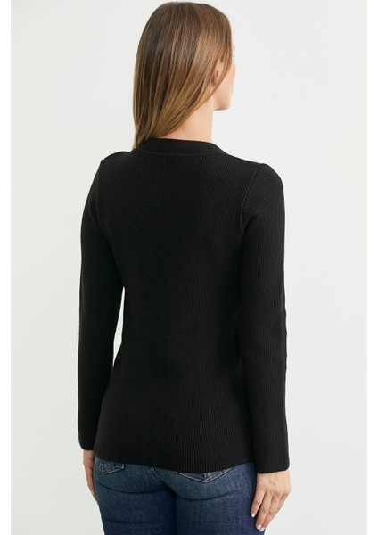 Maskülen Kruvaze Triko Ceket - Siyah indirimleri