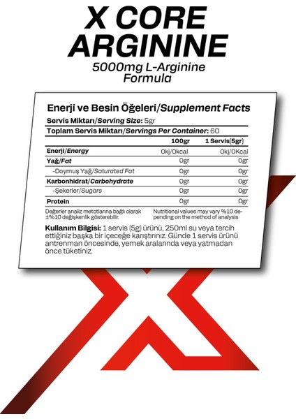 L- Arjinin Aromasız 300 gr 60 Servis Arginine Amino Asit fiyatları