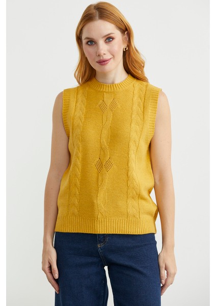 Salaş Yünlü Triko Süveter - Güneş