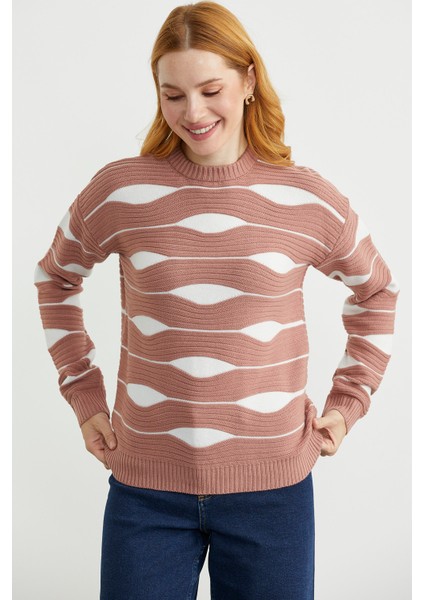 Renk Kombinli Triko Kazak - Gül fiyatları