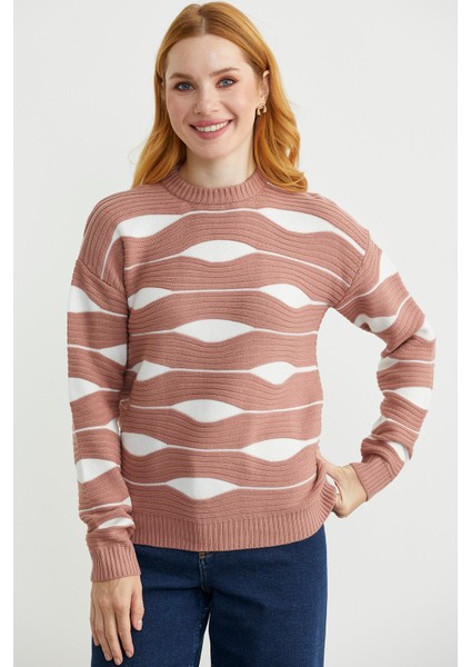 Renk Kombinli Triko Kazak - Gül modelleri