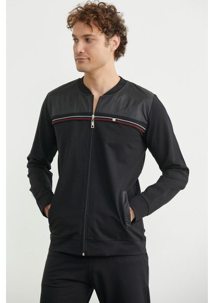 Dik Yaka Fermuarlı Eşofman Takım - Siyah fırsatları