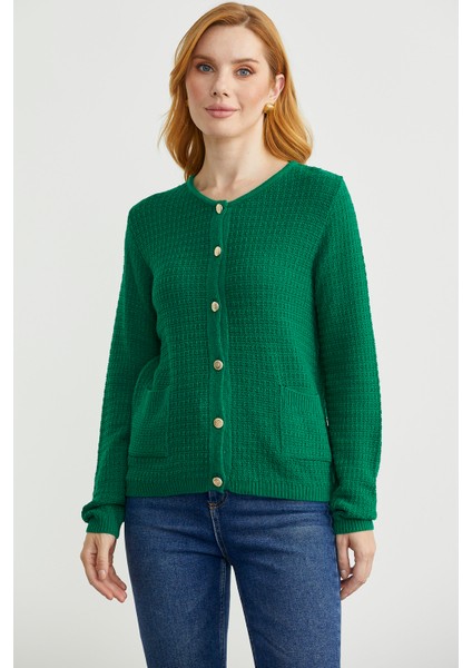Dore Düğme Detaylı Yünlü Triko Hıırka - Yeşil modelleri