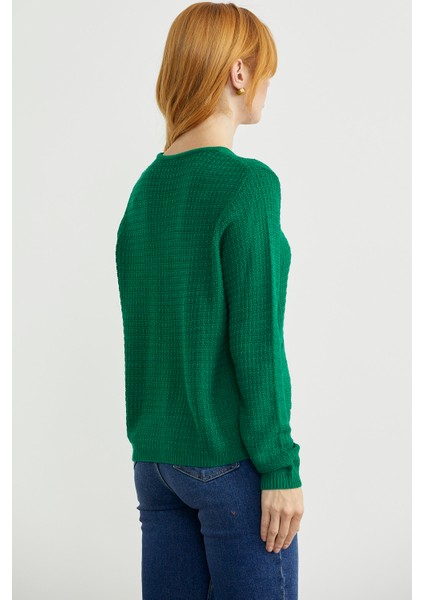 Dore Düğme Detaylı Yünlü Triko Hıırka - Yeşil indirimleri