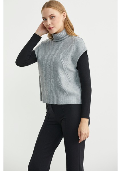 Tam Balıkçı Crop Triko Süveter - Gri fırsatları