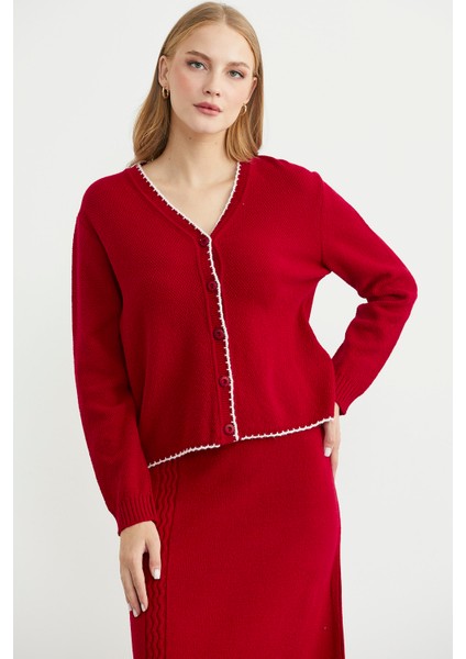 Kloş Etek Hırka Triko Takım - Kırmızı fiyatları