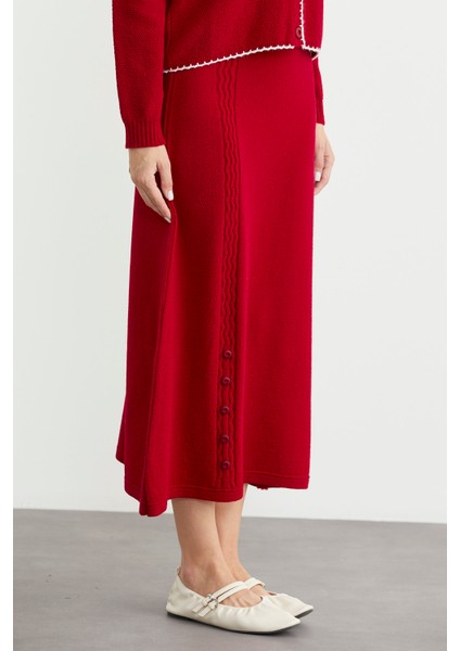 Kloş Etek Hırka Triko Takım - Kırmızı fırsatları