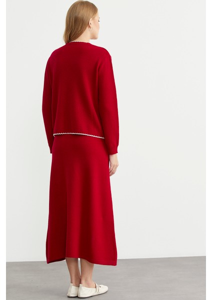 Kloş Etek Hırka Triko Takım - Kırmızı indirimleri