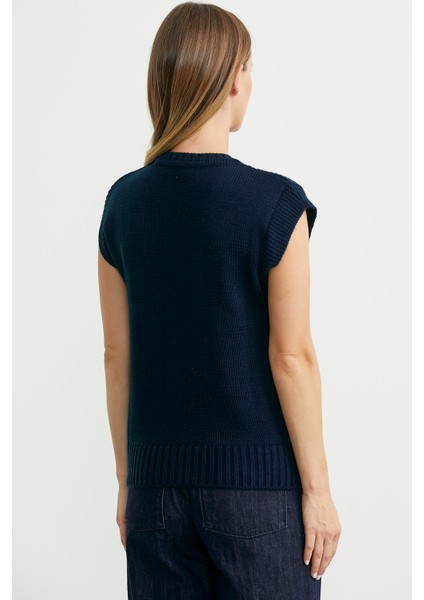 Yünlü V Yaka Triko Süveter - Lacivert indirimleri