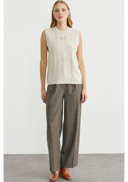 Salaş Yünlü Triko Süveter - Taş