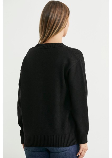 Inci Düğme Detaylı Triko Hırka - Siyah indirimleri