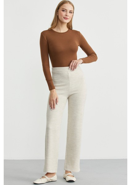 Yanı Motifli Rahat Kalıp Triko Pantolon - Taş fiyatları