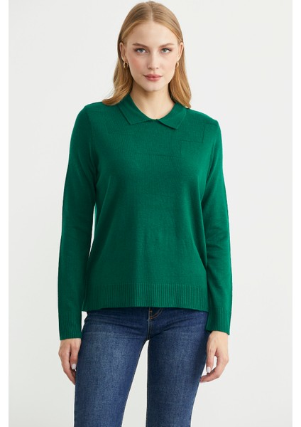 Bebe Yaka Yünlü Triko Kazak - Yeşil