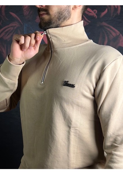 Fermuarlı Dik Yaka %100 Pamuk Sweatshirt indirimleri