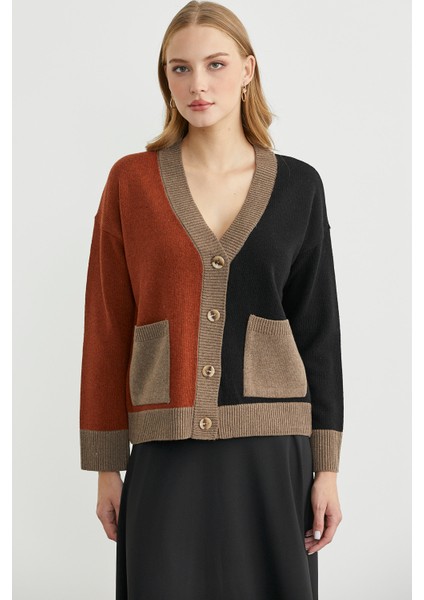 Renk Geçişli Oversize Yünlü Triko Hırka - Siyah fiyatları