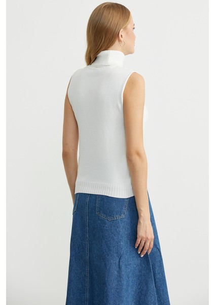 Tam Balıkçı Kolsuz Triko Kazak - Kemik indirimleri