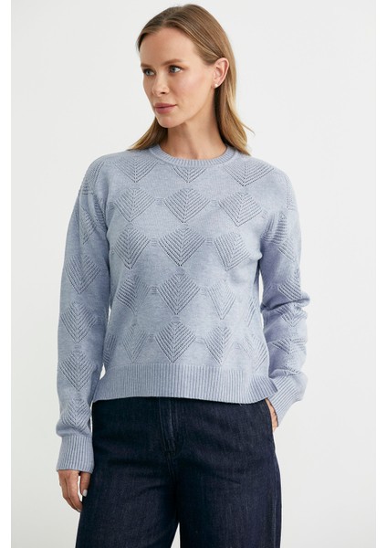 Renge Renk Motifli Triko Kazak - Mavi fiyatları