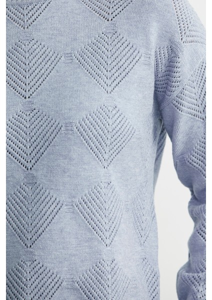 Renge Renk Motifli Triko Kazak - Mavi fırsatları