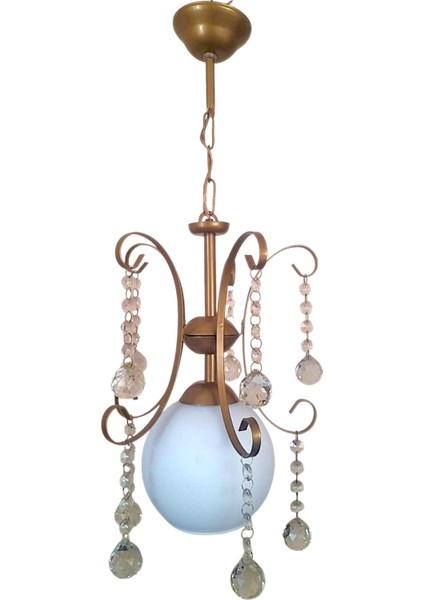 Figür Tekli Avize Eskitme – Beyaz Cam Başlık, Kristal Detaylı, Metal Gövde, E27 Duylu,modern fırsatları