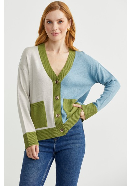 Renk Geçişli Oversize Yünlü Triko Hırka - Açık Mavi fırsatları