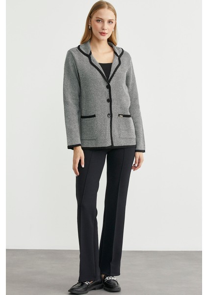 Kazayağı Şal Yaka Yünlü Triko Ceket - Siyah fiyatları