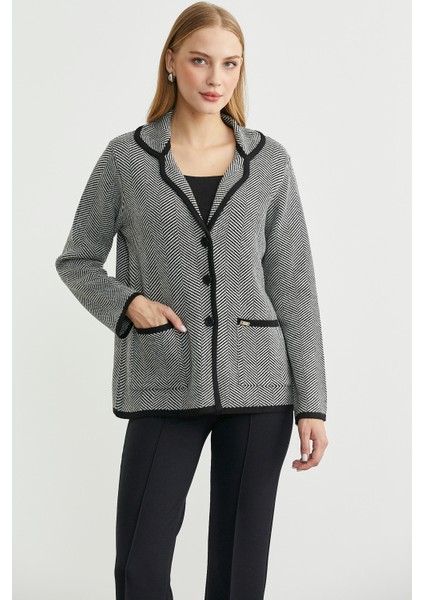 Kazayağı Şal Yaka Yünlü Triko Ceket - Siyah modelleri