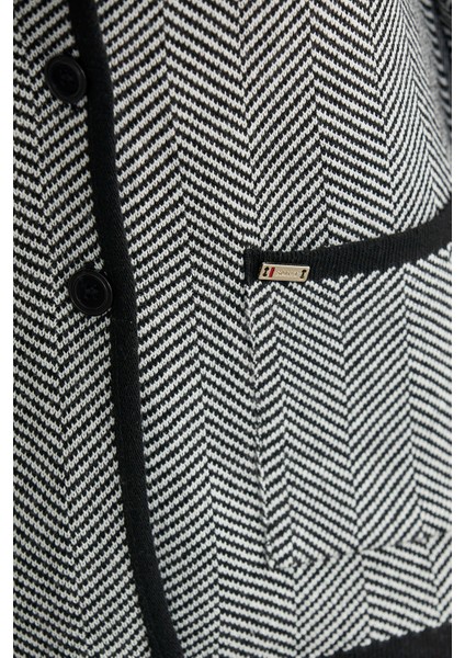 Kazayağı Şal Yaka Yünlü Triko Ceket - Siyah indirimleri