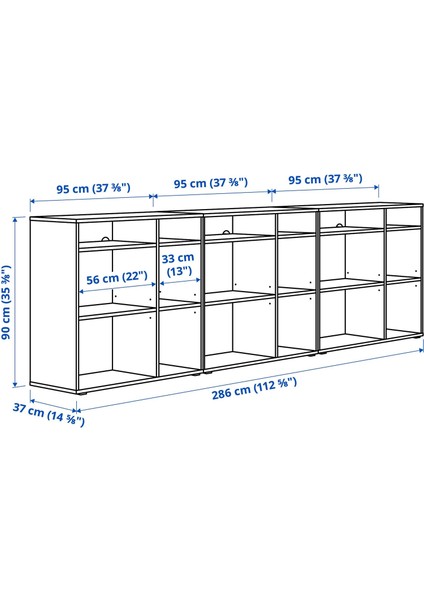 Vıhals Açık Dolap Beyaz 286X37X90 cm fiyatları
